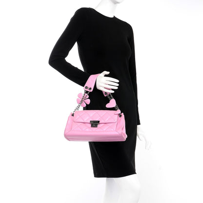 Chanel Glazed Calfskin Quilted Lucky Charms East West Accordion Flap Pink 2 of 12