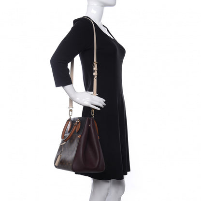 Louis Vuitton Calfskin Monogram Fold Tote MM Black Wine Cream 2 of 10