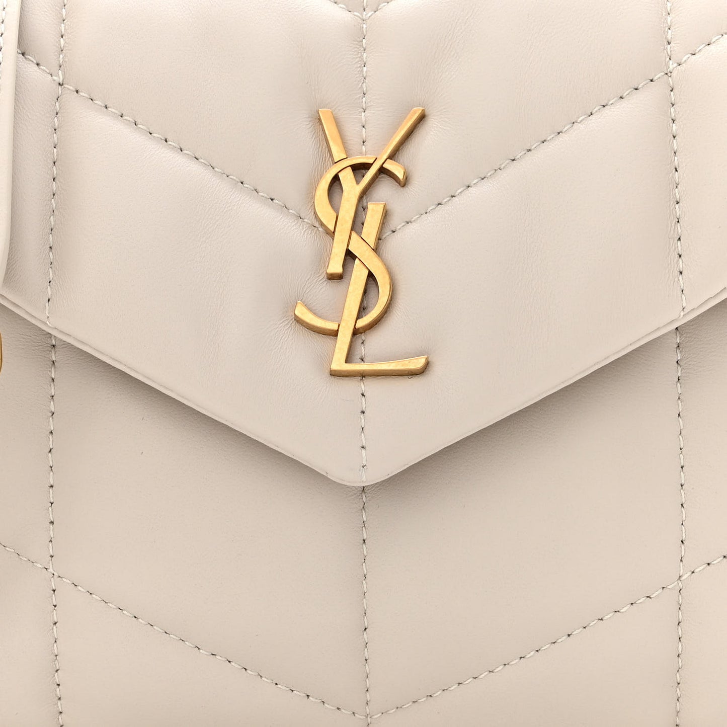 Lambskin Quilted Toy Loulou Puffer Monogram Chain Satchel Blanc Vintage