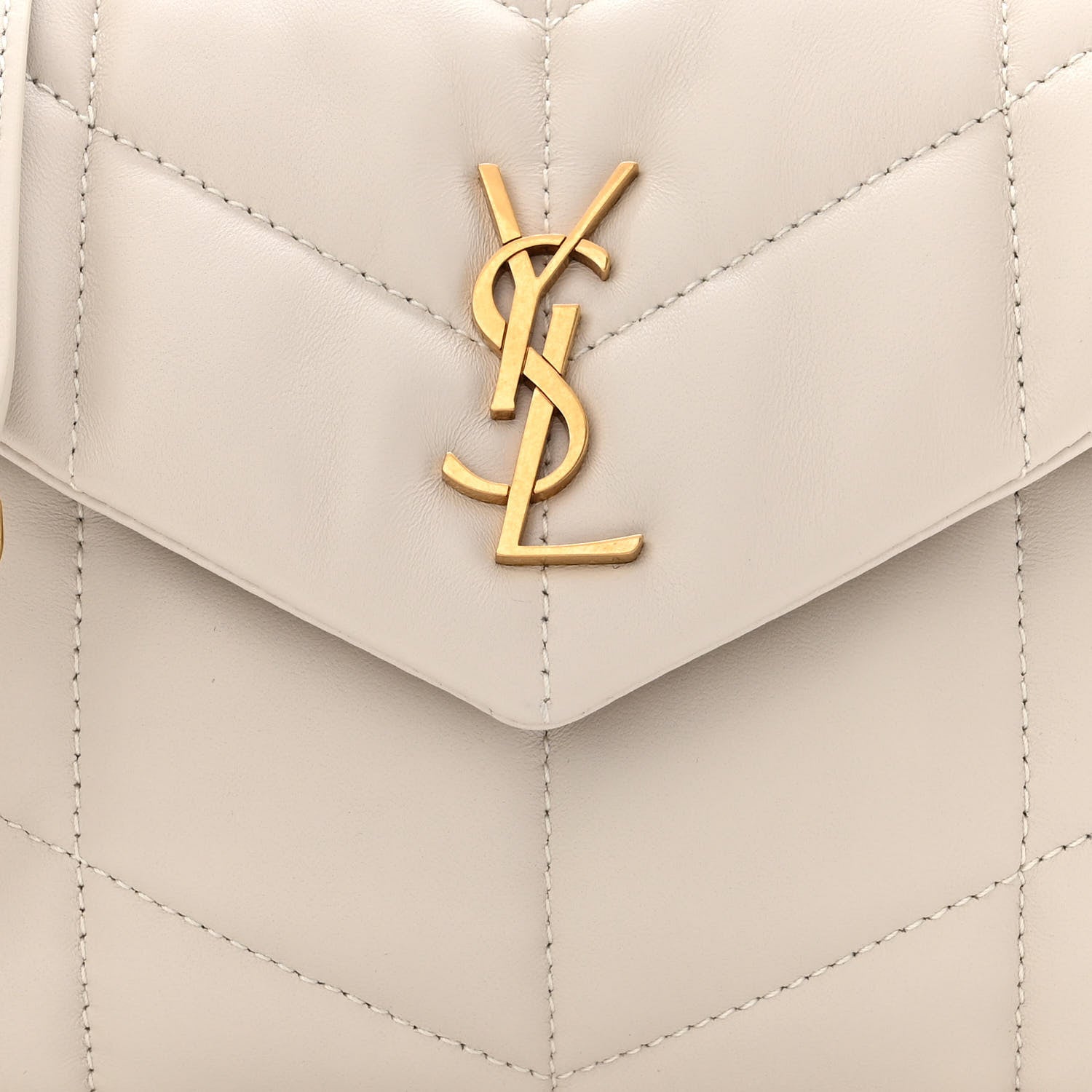 Saint Laurent Lambskin Quilted Toy Loulou Puffer Monogram Chain Satchel Blanc Vintage 8 of 11