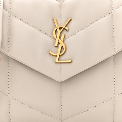 Saint Laurent Lambskin Quilted Toy Loulou Puffer Monogram Chain Satchel Blanc Vintage 8 of 11