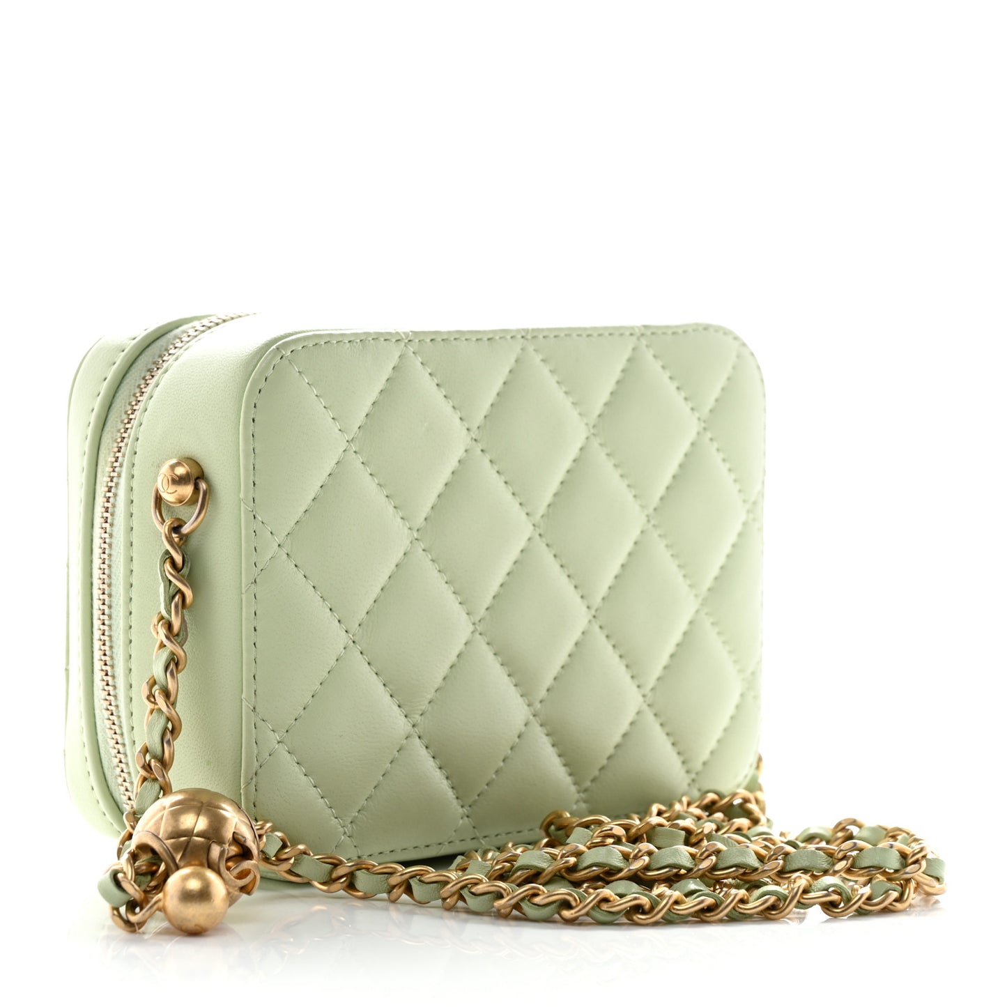 Lambskin Quilted CC Pearl Crush Camera Case Light Green
