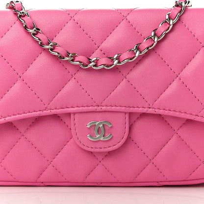Chanel Lambskin Quilted Flap Phone Holder With Chain Neon Pink 8 of 13