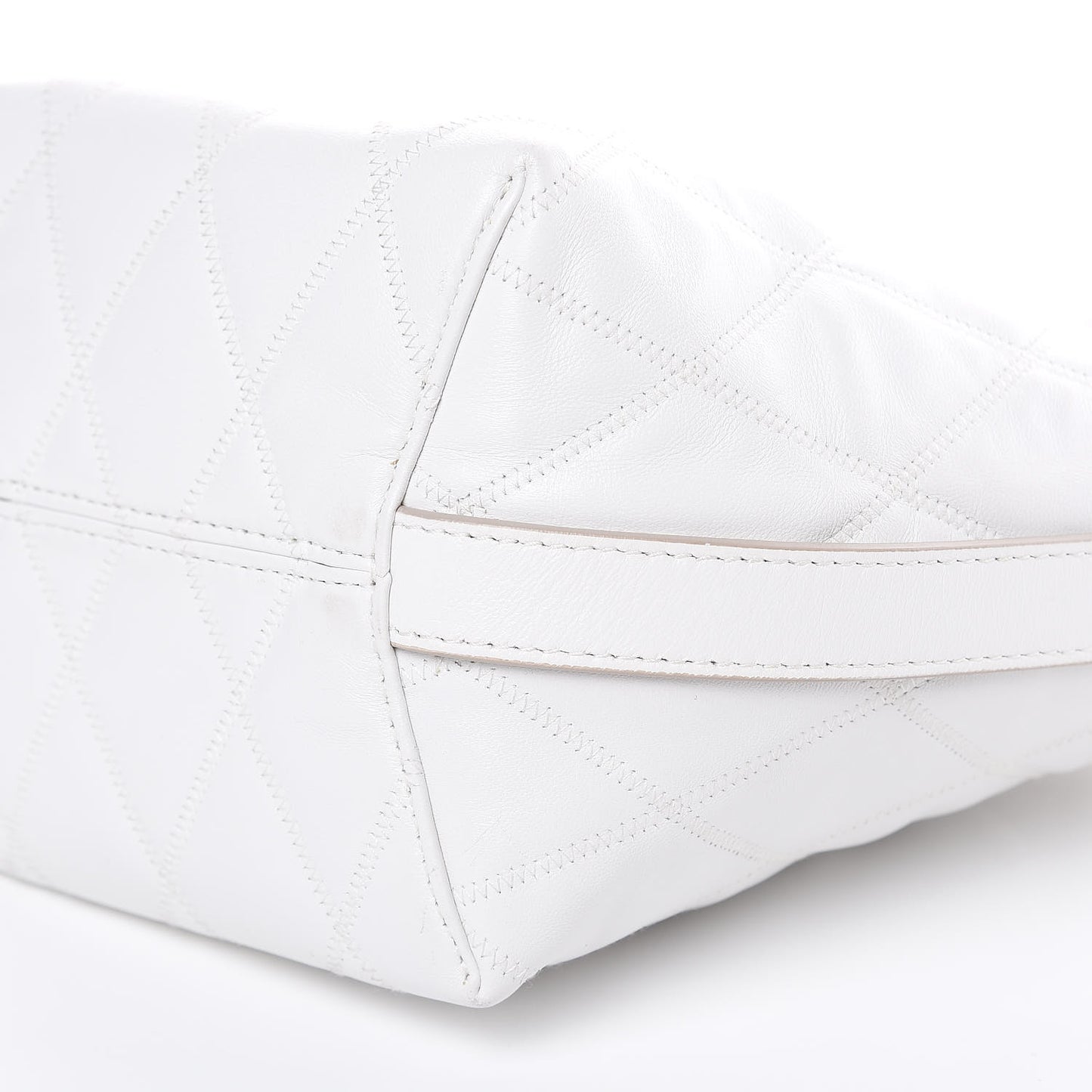 Lambskin Quilted Mini GV Bucket Bag White