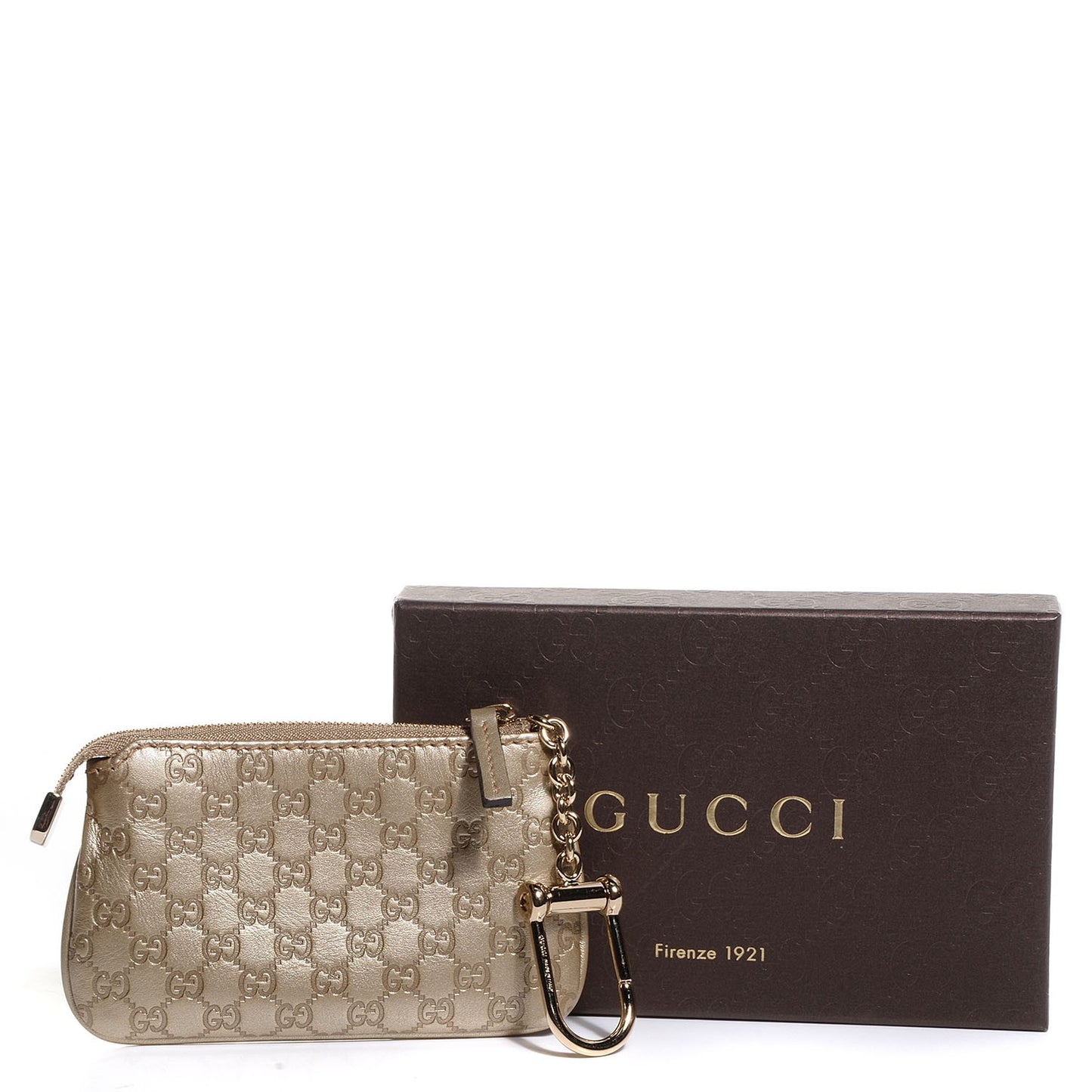 Metallic Microguccissima Key Case Golden Beige