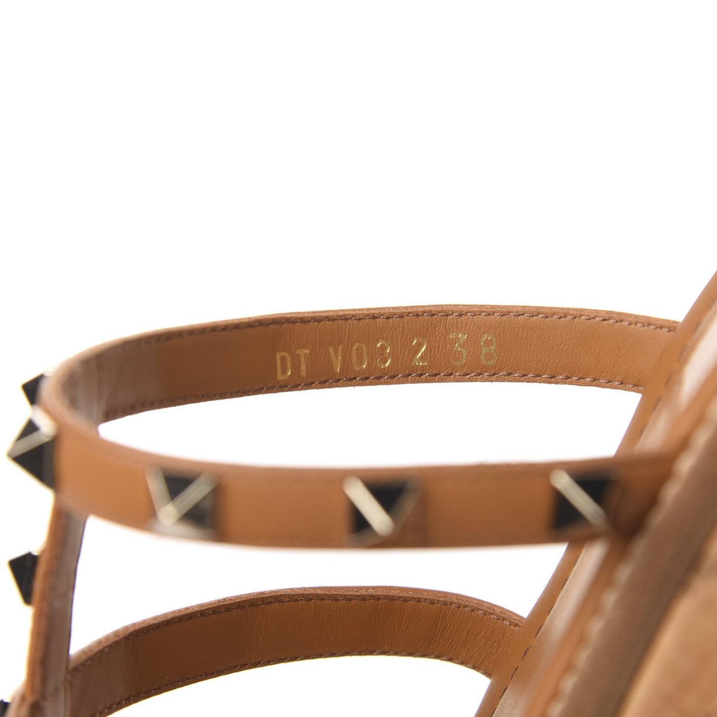 Calfskin Cork Rockstud Caged 30/50mm Platform Sandals 38 Tan