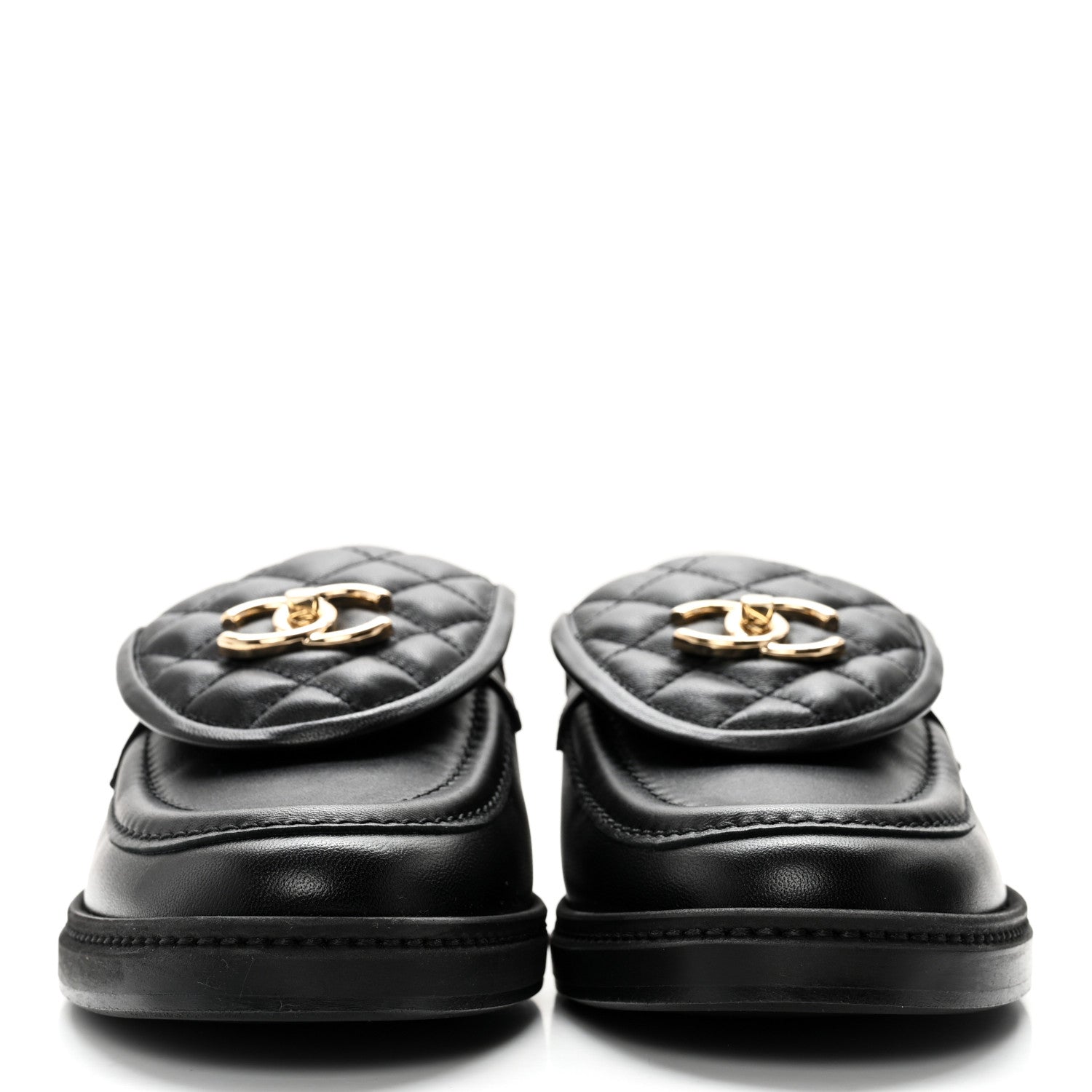 Chanel Lambskin Quilted CC Turnlock Loafers 39.5 Black 2 of 10