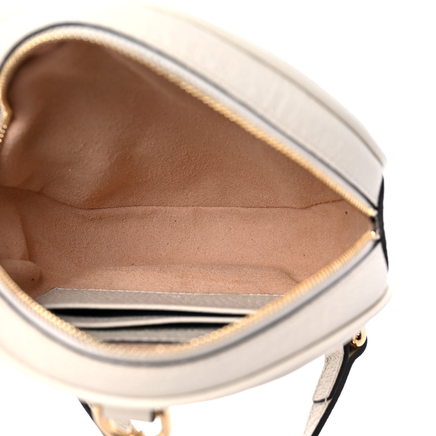 Textured Calfskin Web Mini Ophidia Round Backpack Mystic White