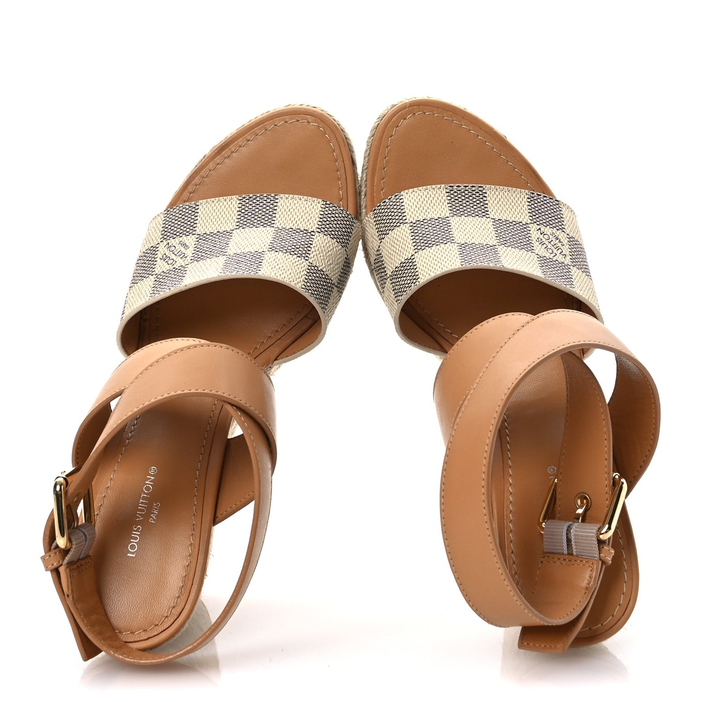 Damier Azur Starboard Wedges 38 Tan