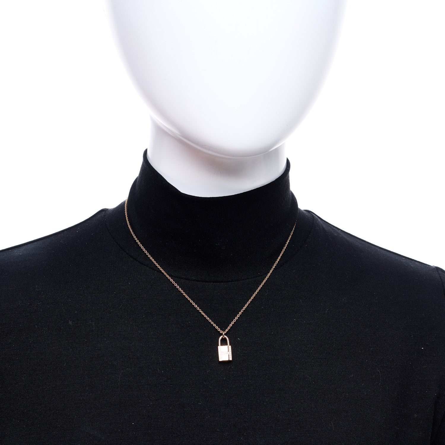 Hermes 18K Rose Gold Diamond Amulettes Cadenas Pendant Necklace 2 of 6