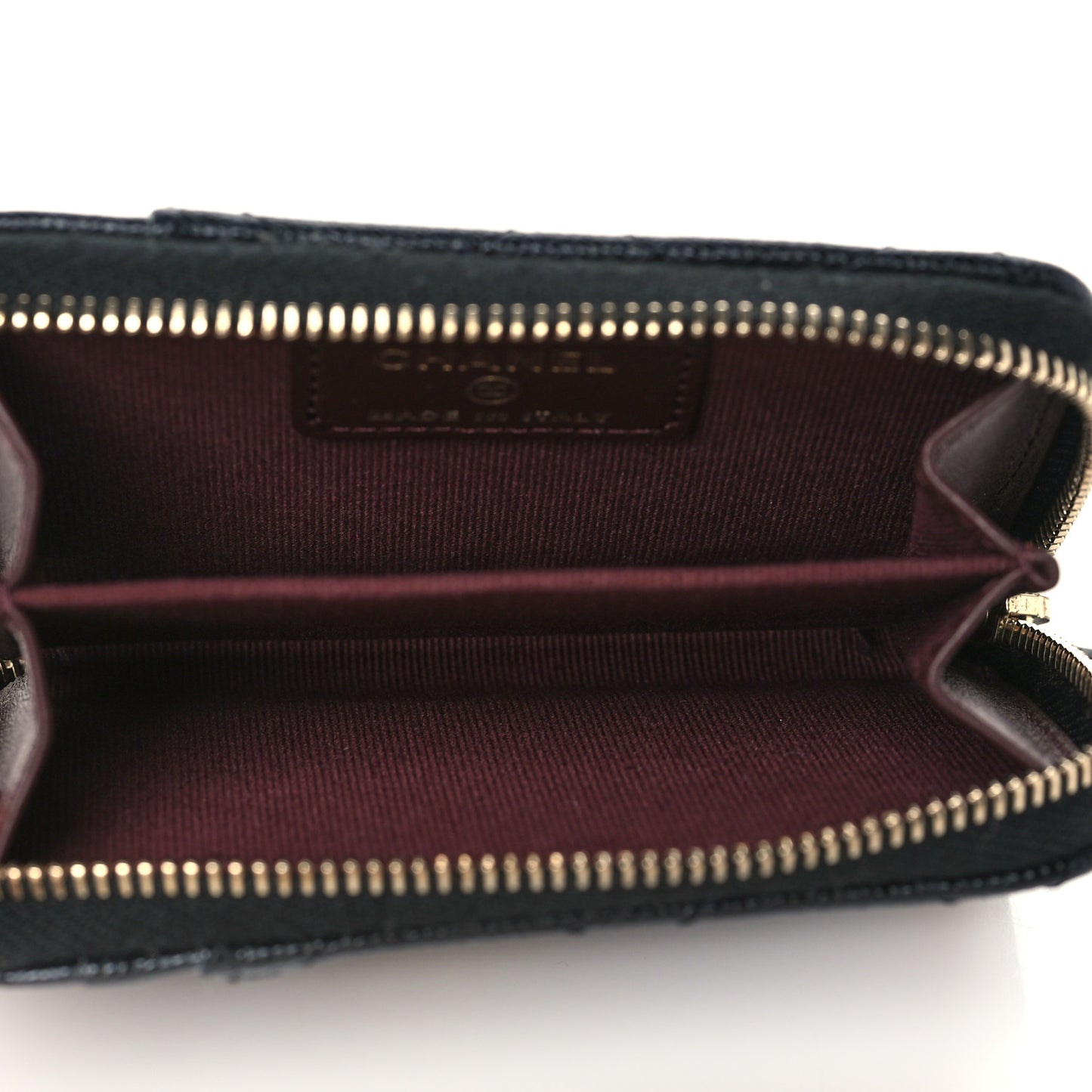 Caviar Quilted Zip Card Holder Black