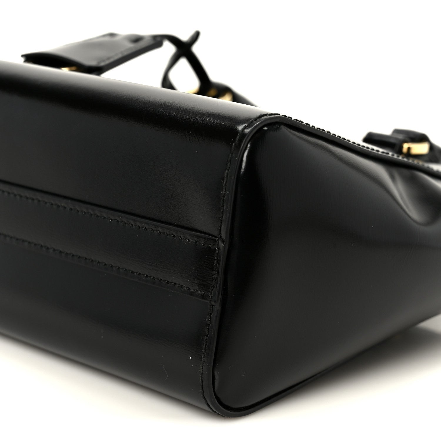 Prada Brushed Calfskin Mini Zippered Crossbody Tote Black 10 of 10