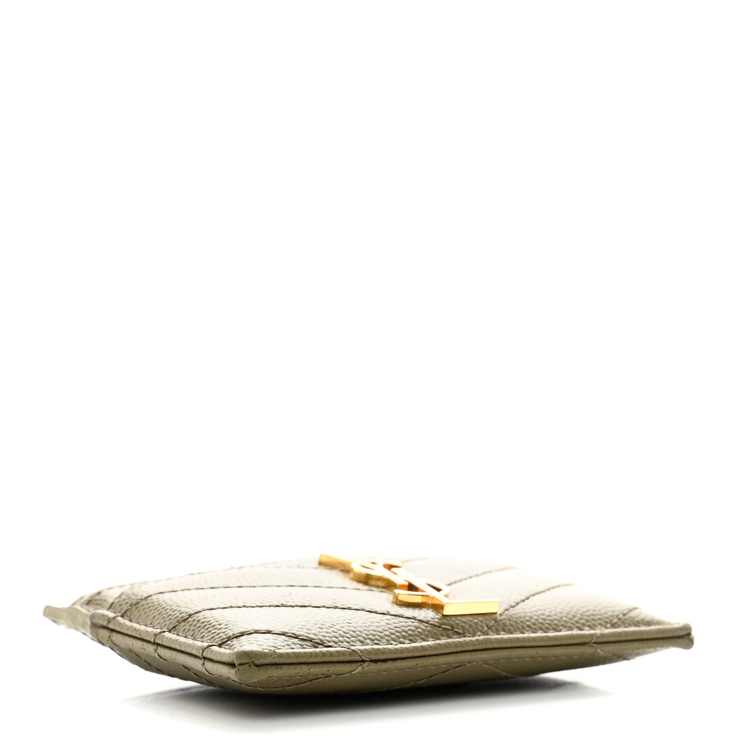 Grain De Poudre Matelasse Chevron Monogram Credit Card Case Vert Kaki