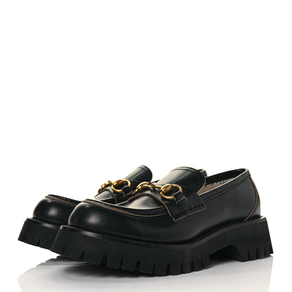 Gucci Cordovan Lux Womens Harald Horsebit 25mm Platform Loafers 37.5 Black 3 of 10