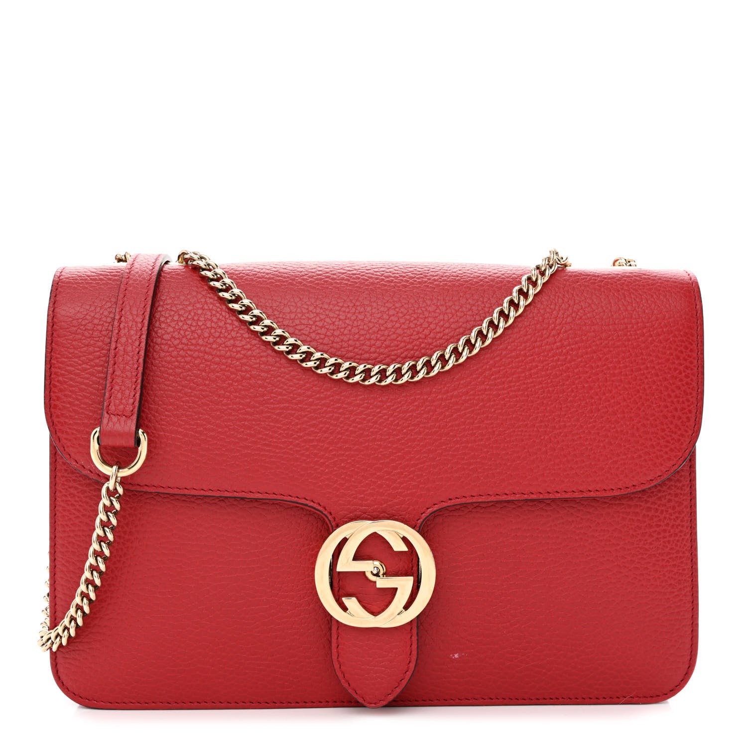 Gucci Dollar Calfskin Interlocking G Shoulder Bag Red 1 of 12