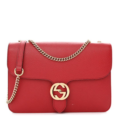Gucci Dollar Calfskin Interlocking G Shoulder Bag Red 1 of 12