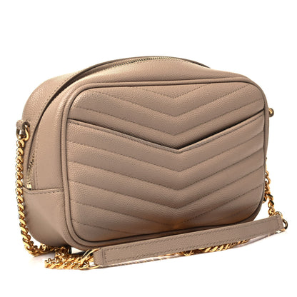 Saint Laurent Grain De Poudre Matelasse Monogram Mini Lou Camera Bag Dark Beige 3 of 9