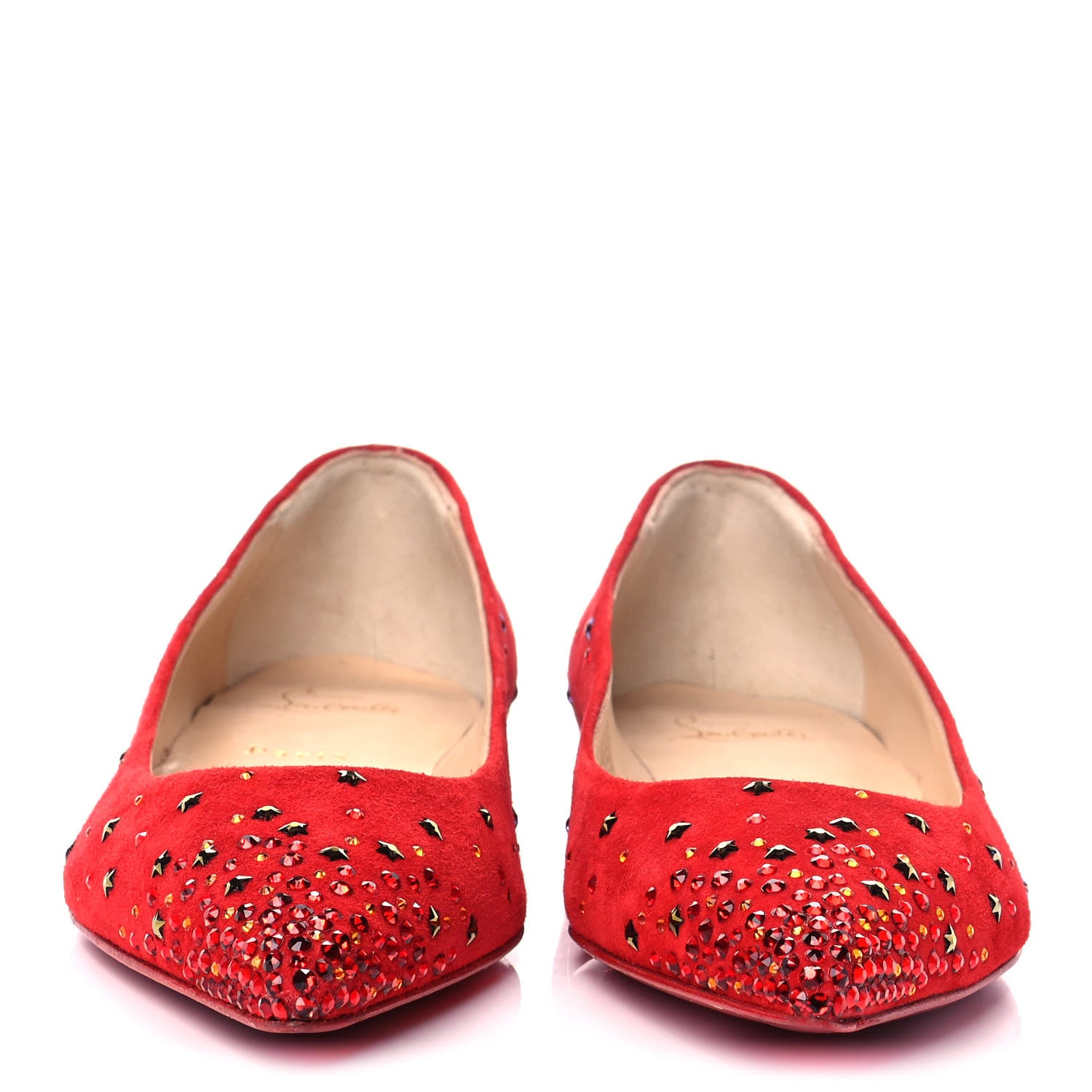 Christian Louboutin Veau Velours Embellished Gravitanita Starry Flats 39 Red 2 of 11