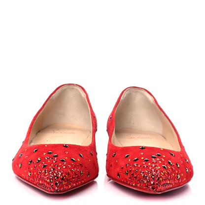 Christian Louboutin Veau Velours Embellished Gravitanita Starry Flats 39 Red 2 of 11