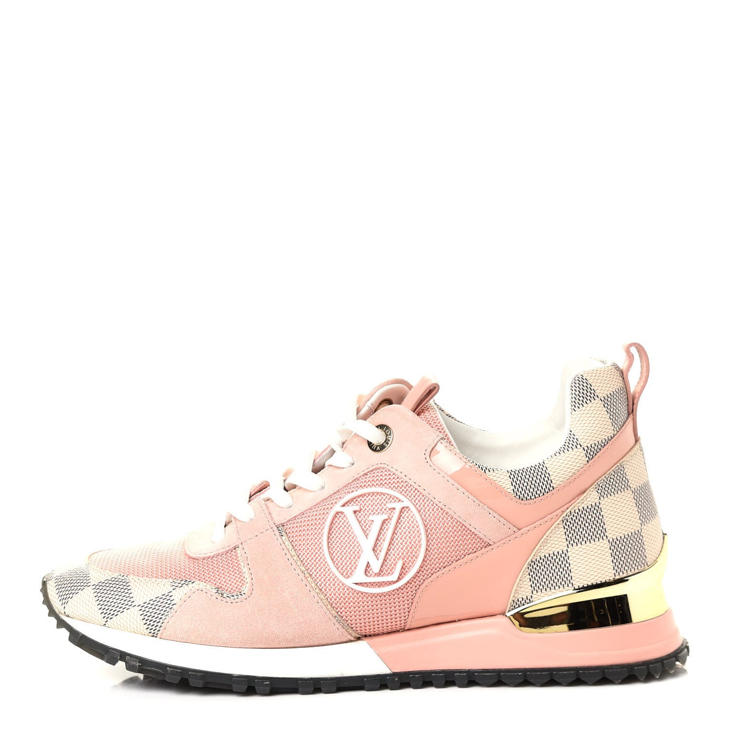 Suede Damier Azur Run Away Sneakers 37.5 Pink
