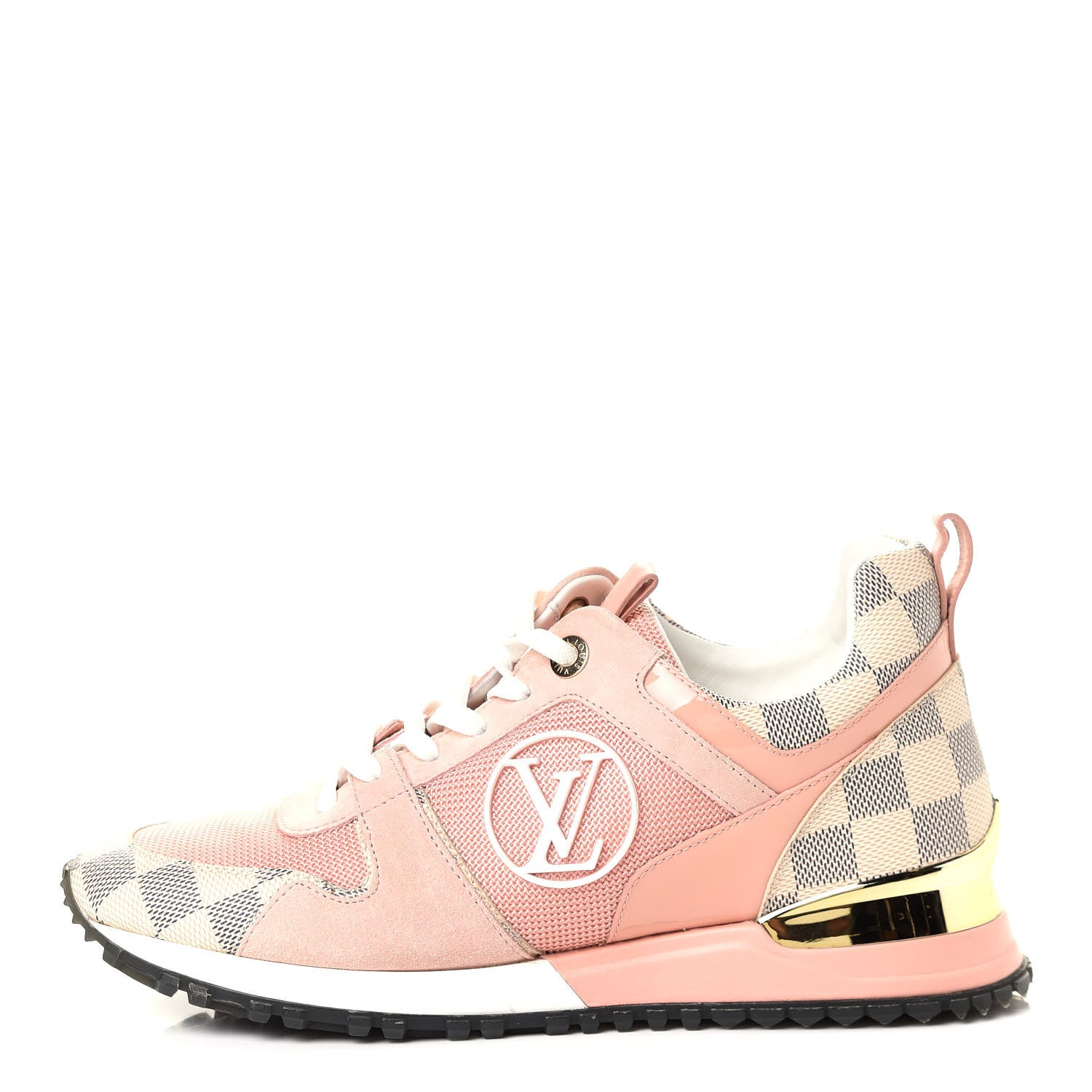 Louis Vuitton Suede Damier Azur Run Away Sneakers 37.5 Pink 1 of 8