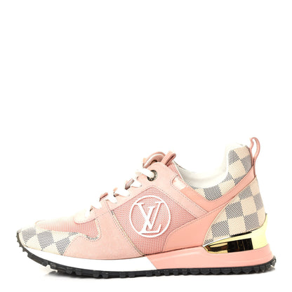 Louis Vuitton Suede Damier Azur Run Away Sneakers 37.5 Pink 1 of 8