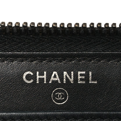 Chanel Glazed Calfskin Quilted Small Coco Boy Zip Around Wallet Black Black 6 of 8