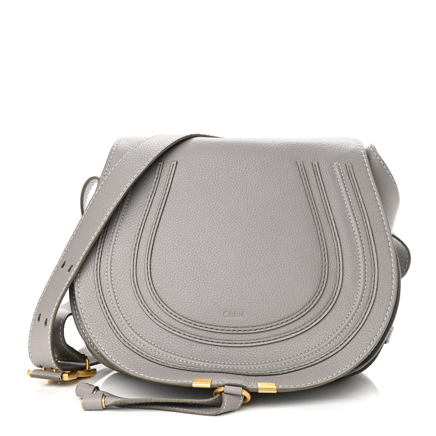 Calfskin Medium Marcie Round Crossbody Bag Cashmere Grey