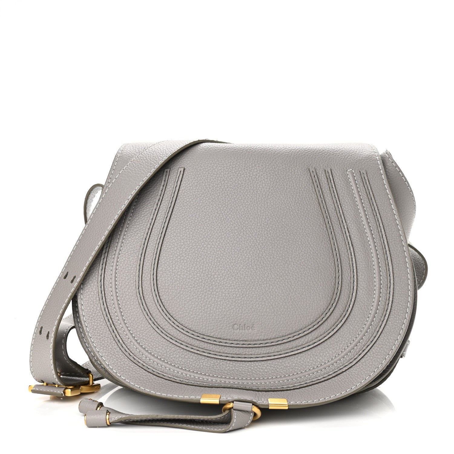 Chloe Calfskin Medium Marcie Round Crossbody Bag Cashmere Grey 1 of 11