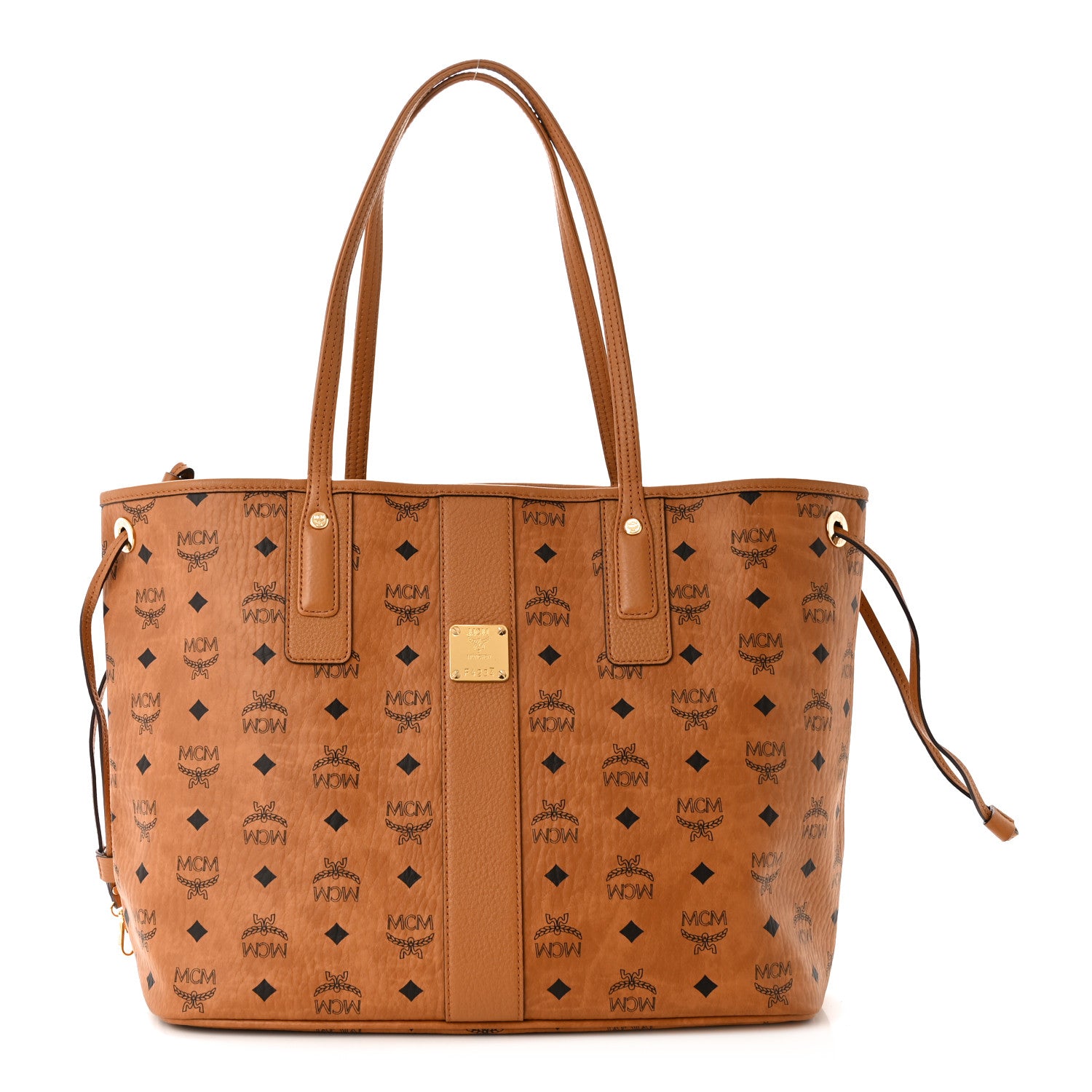 MCM Visetos Medium Liz Reversible Shopper Tote Cognac 4 of 17
