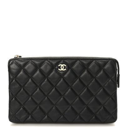 Chanel Lambskin Quilted Large Zipped Clutch Black 1 of 12