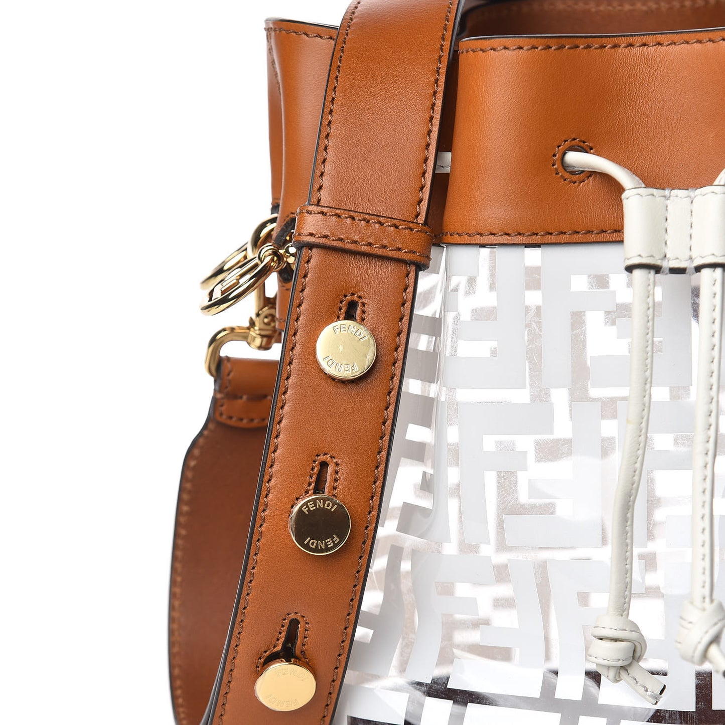 TPU FF Vitello Aura F is Fendi Grande Mon Tresor Bucket Bag White Cuoio