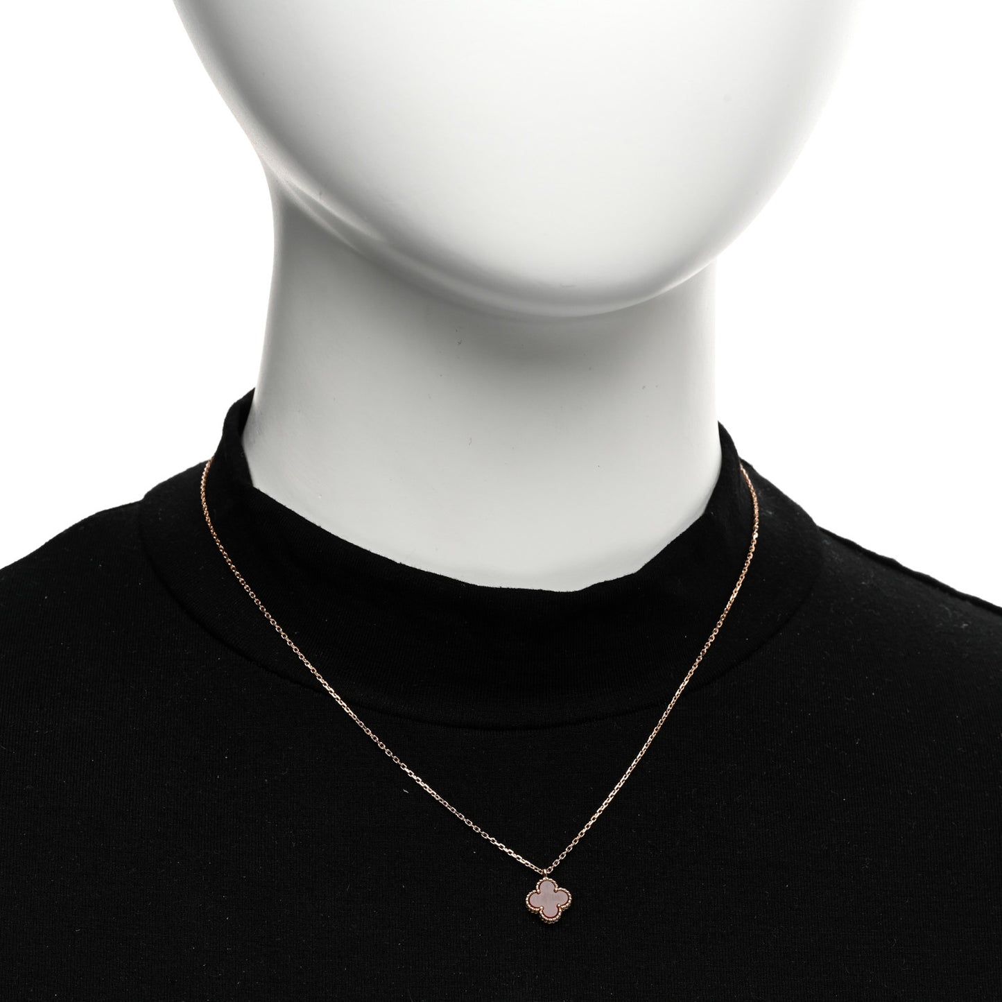VAN CLEEF & ARPELS 18K Rose Gold Carnelian Sweet Alhambra Pendant Necklace