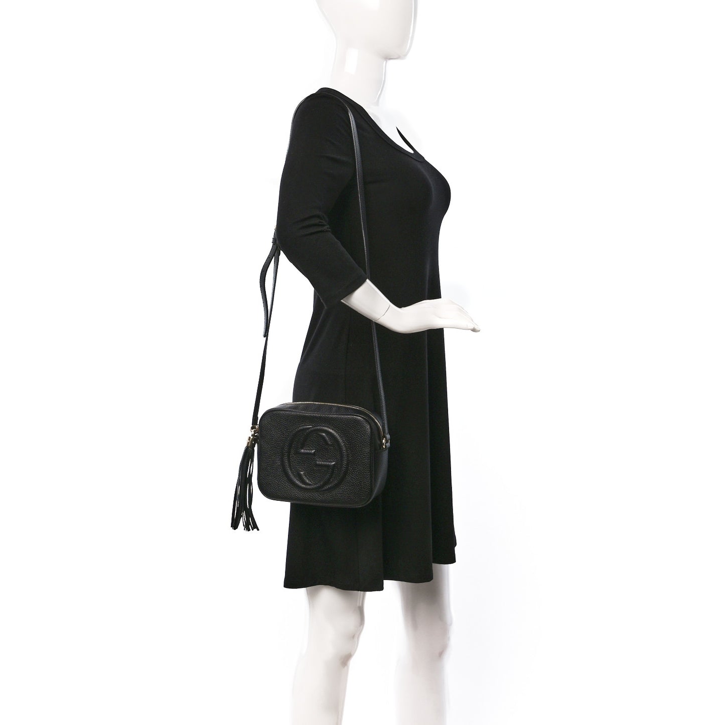Pebbled Calfskin Small Soho Disco Bag Black