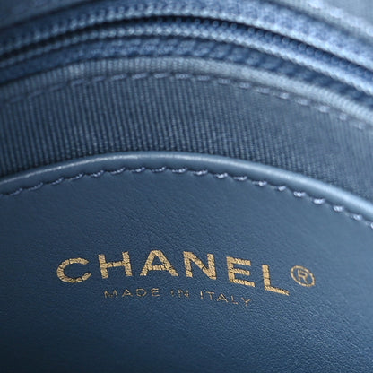 Chanel Caviar Quilted Camellia Chain Around Backpack Blue 6 of 10