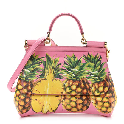 Dolce & Gabbana Dauphine Pineapple Print Medium Miss Sicily Satchel Rosa 1 of 13