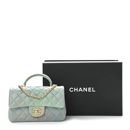 Chanel Lambskin Quilted Ombre Mini Top Handle Rectangular Flap Blue Green 11 of 11
