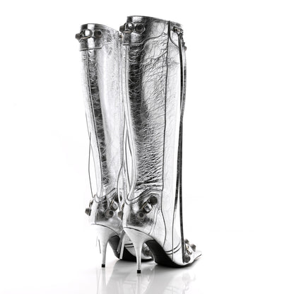 Balenciaga Metallic Agneau Arena Cagole 90mm Boots 37.5 Silver 4 of 10