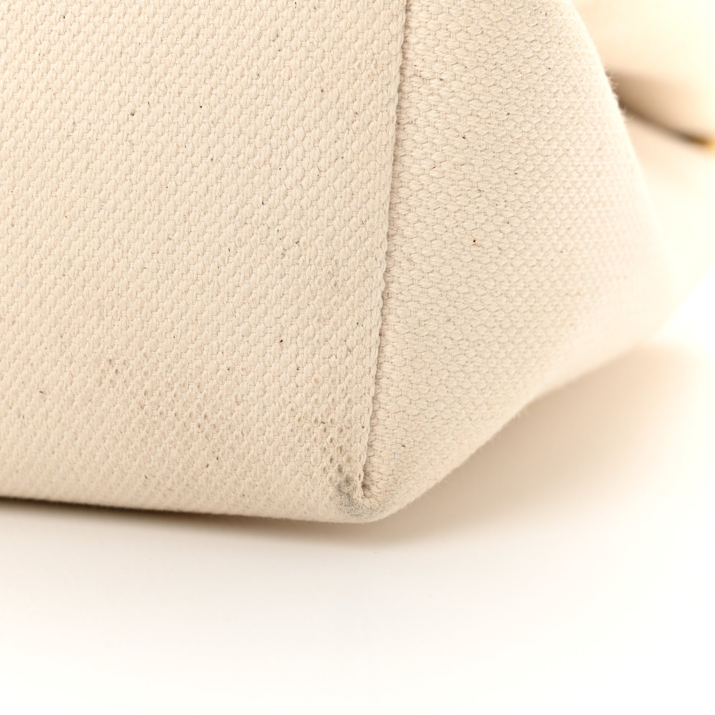 Canvas Calfskin Logo Print Small Horizontal Cabas Natural Tan