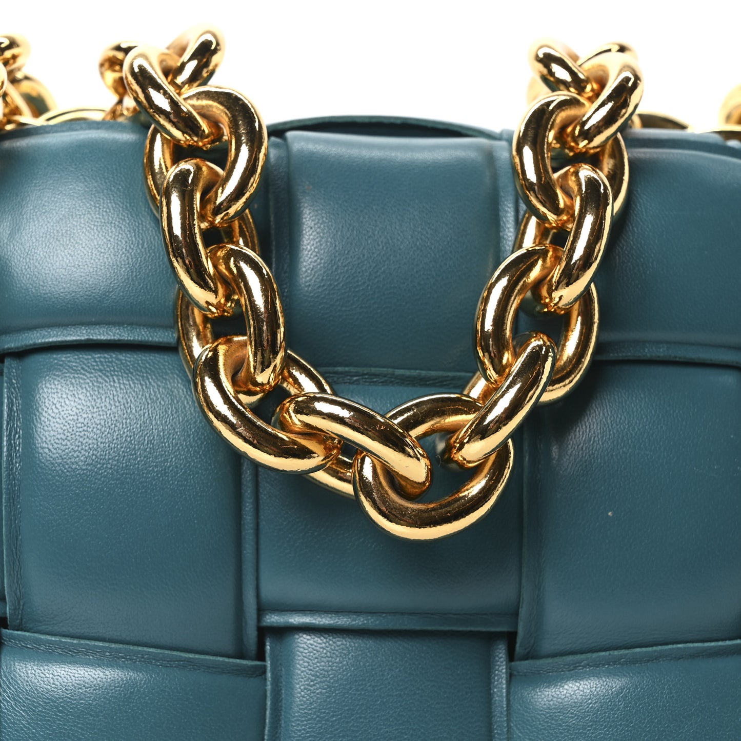 Lambskin Maxi Intreccio Padded Chain Cassette Crossbody Bag Mallard
