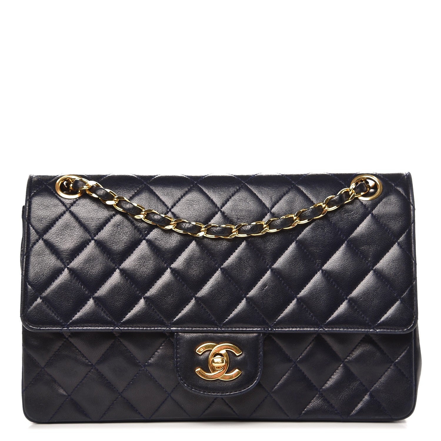 Chanel Lambskin Quilted Medium Double Flap Navy 1 of 18