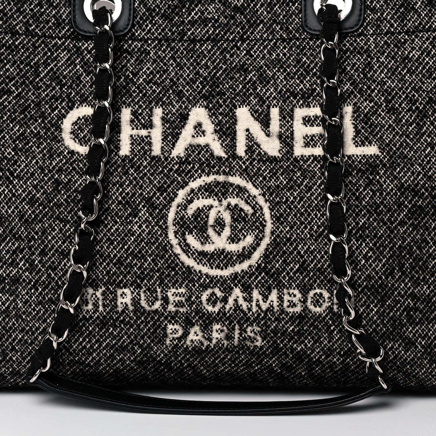 Mixed Fibers Calfskin Medium Deauville Tote Black
