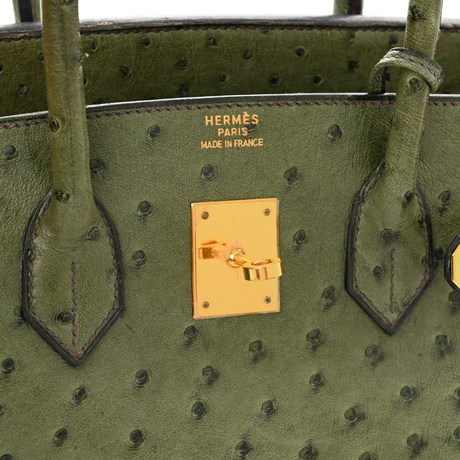 Hermes Ostrich Birkin 35 Vert Olive 6 of 23