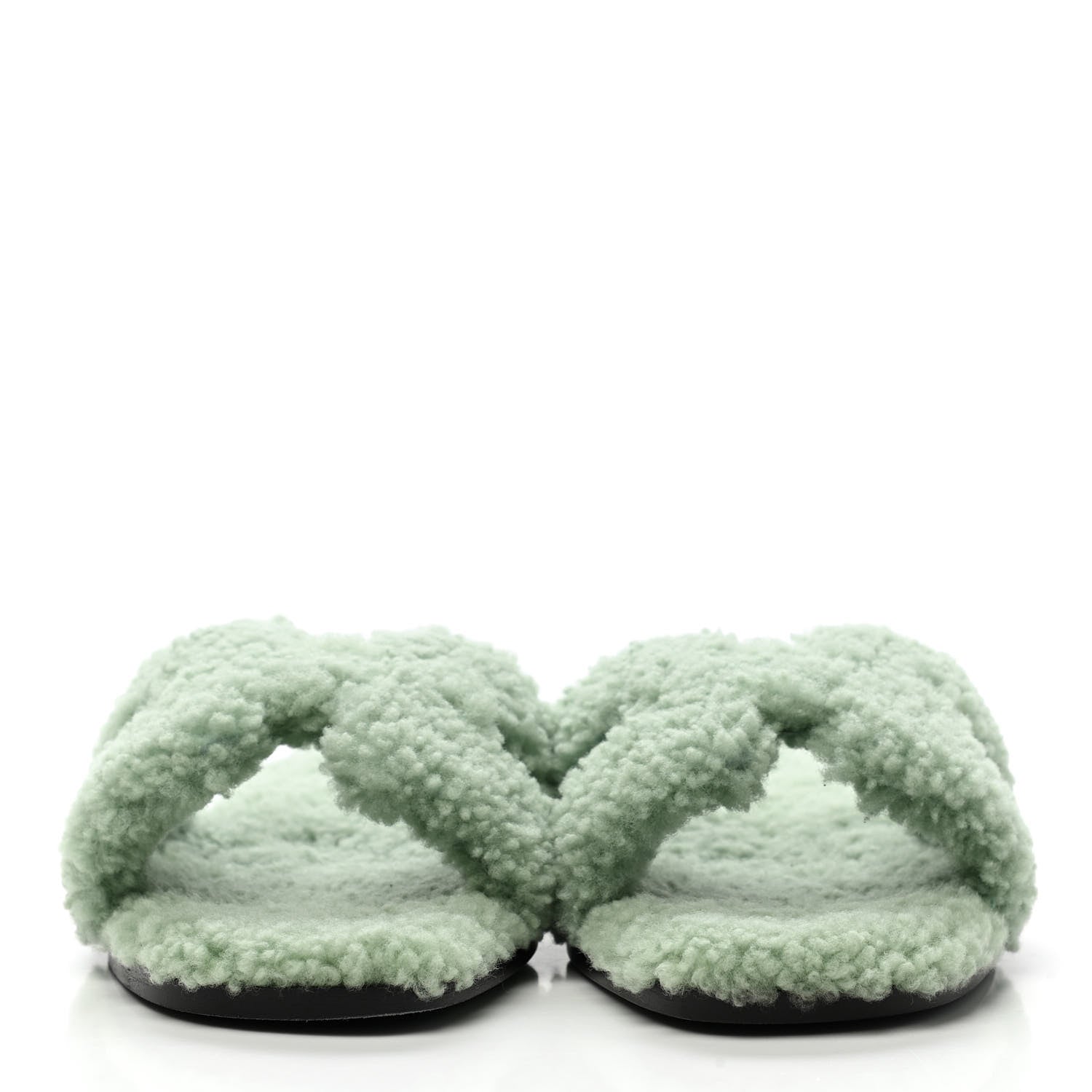 Hermes Woolskin Oran Sandals 36 Vert D'Eau 2 of 8