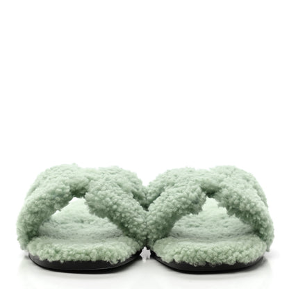 Hermes Woolskin Oran Sandals 36 Vert D'Eau 2 of 8