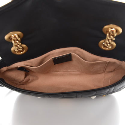 Gucci Calfskin Matelasse Studded Mini Pearly GG Marmont Shoulder Bag Black 5 of 7