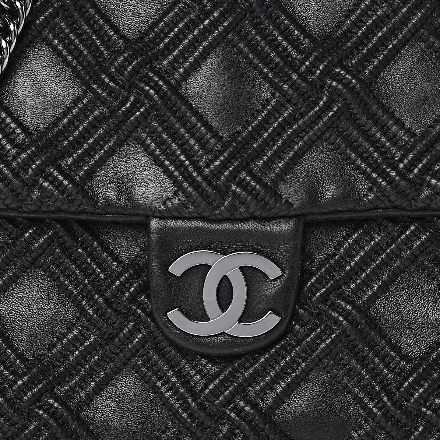 Lambskin Stitched Large Walk Of Fame Flap Black