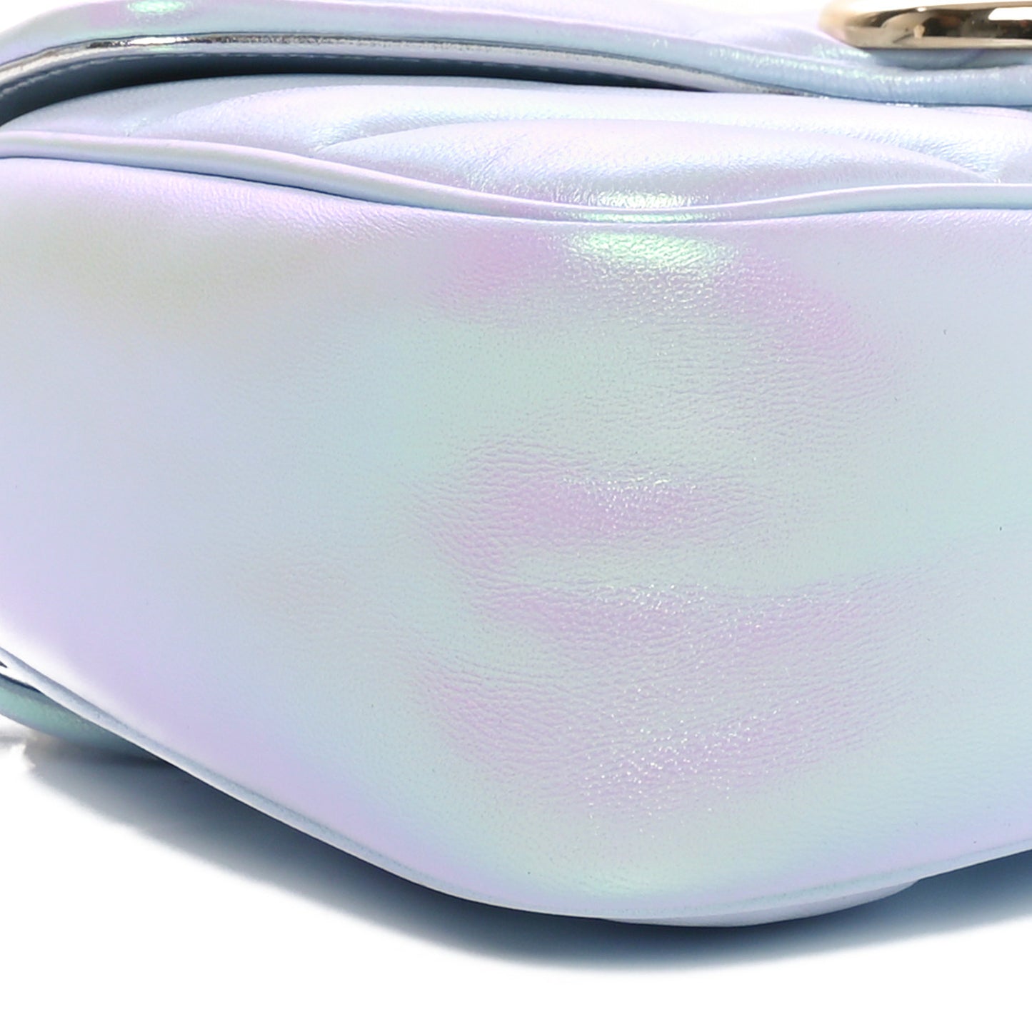 Iridescent Nappa Chevron Matelasse Small GG Marmont Shoulder Bag Iridescent Snow Light Blue
