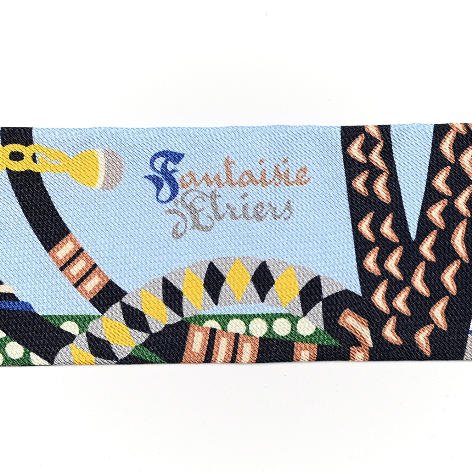 Hermes Silk Fantaisie D'Etriers Twilly Bleu Ciel Vert Marine 4 of 6