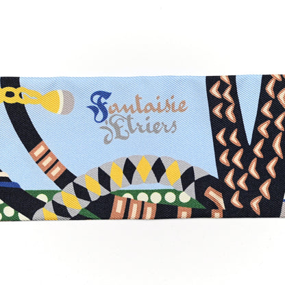 Hermes Silk Fantaisie D'Etriers Twilly Bleu Ciel Vert Marine 4 of 6